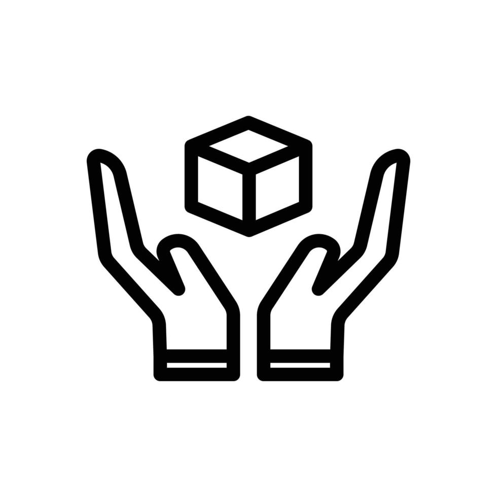 Hand line icon illustration with box. suitable for icon handle with care. icon related to packaging. Simple vector design editable. Pixel perfect at 32 x 32