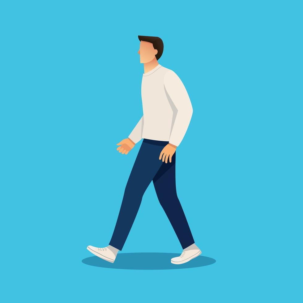 hombre de carácter caminando ilustración vectorial vector