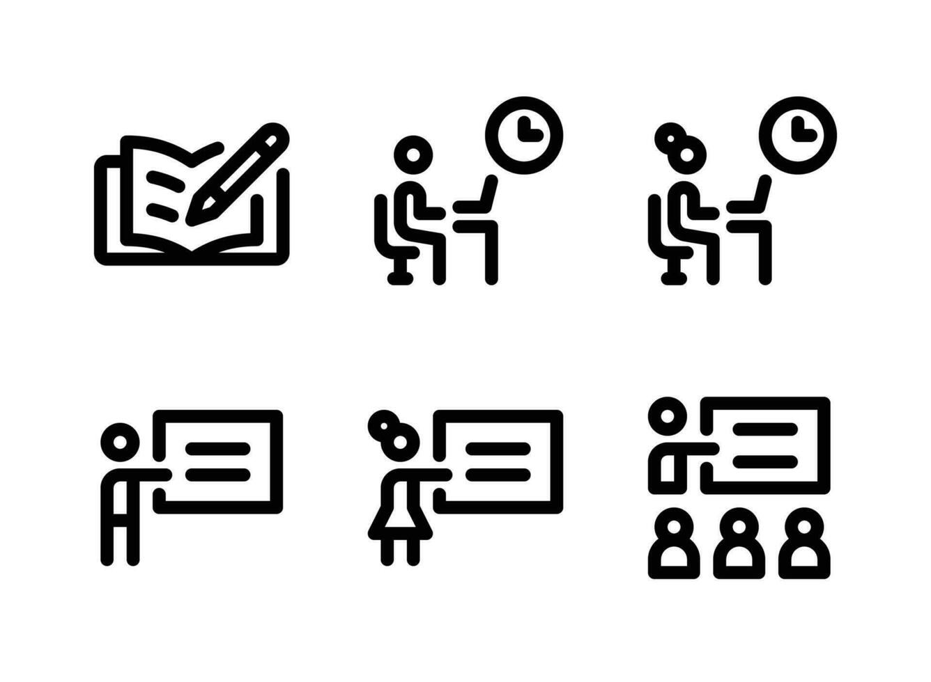 conjunto simple de iconos de línea de vector relacionados con el regreso a la escuela