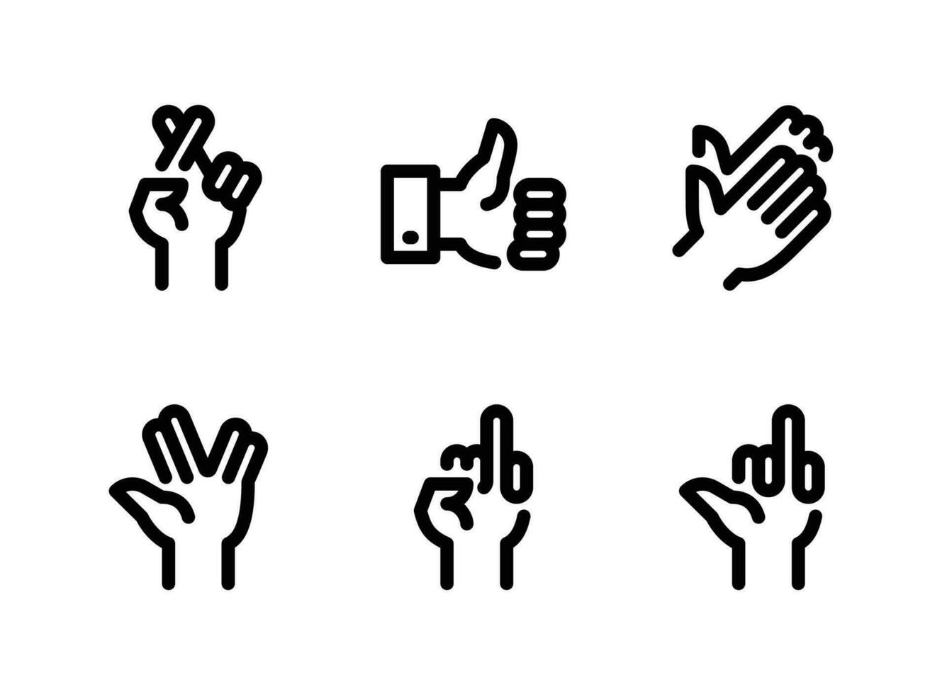 Simple Set of Hand Gestures Related Vector Line Icons