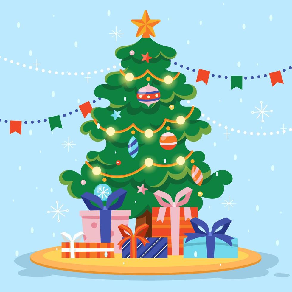 Chrismtas Tree Decoration and Gifts vector