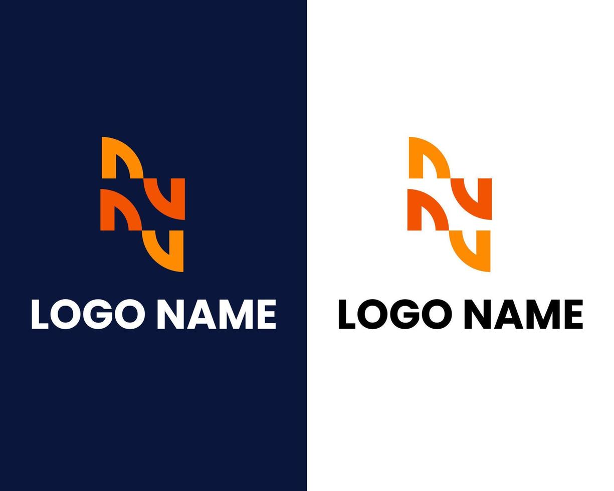 letter n and u mark modern logo design template vector