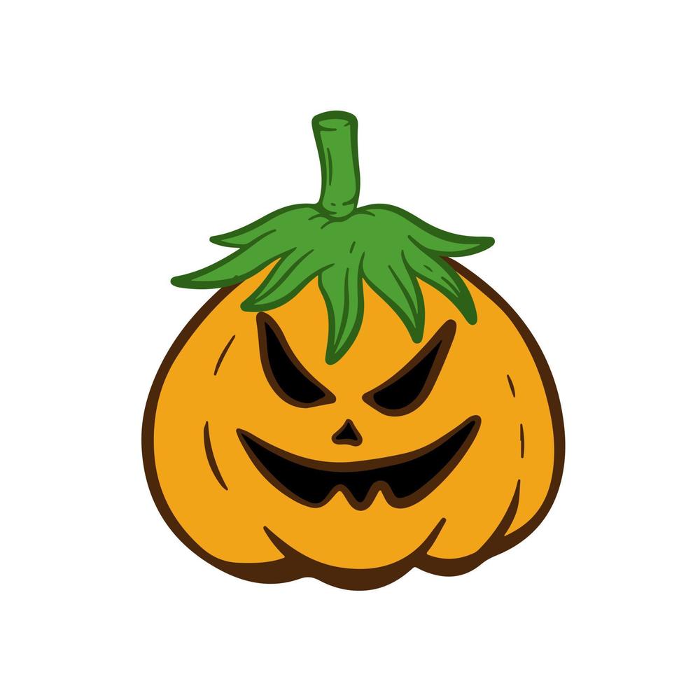 hand drawn spooky halloween pumpkin clipart vector