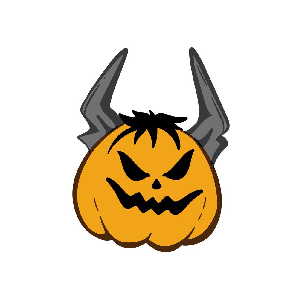 plato dibujado a mano con cuernos halloween calabaza clipart vector