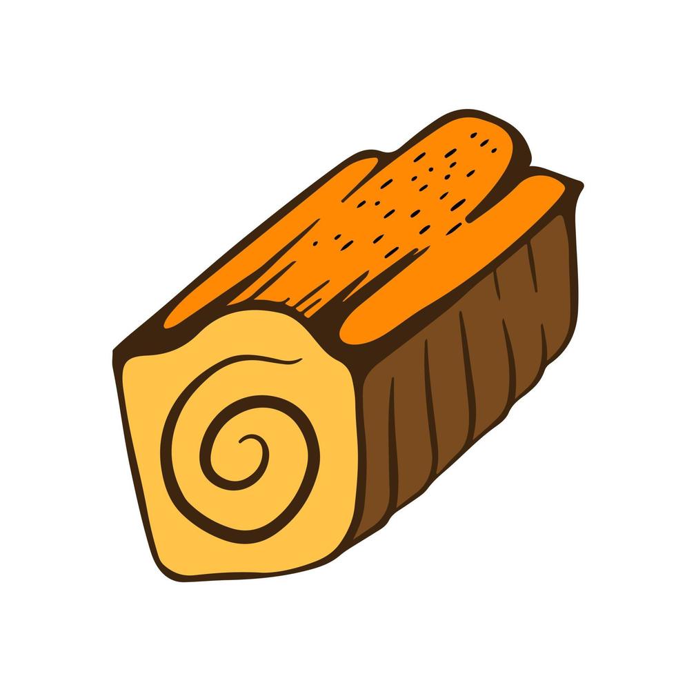 hand drawn swiss roll cake clipart vector