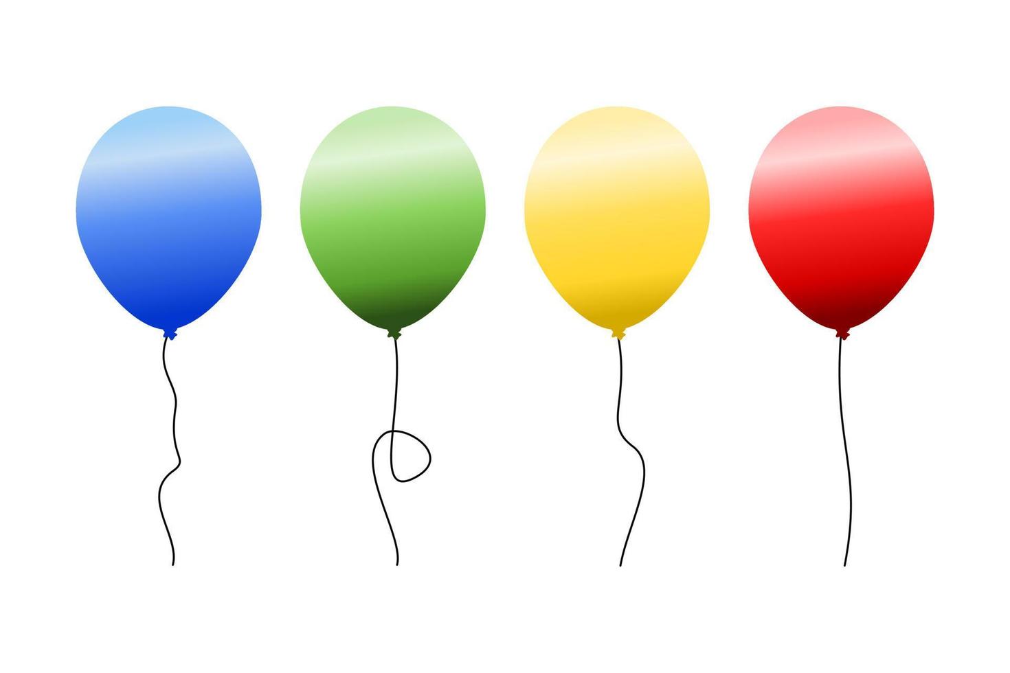 Colorful Balloons On White Background With gradient style, Vector Illustration