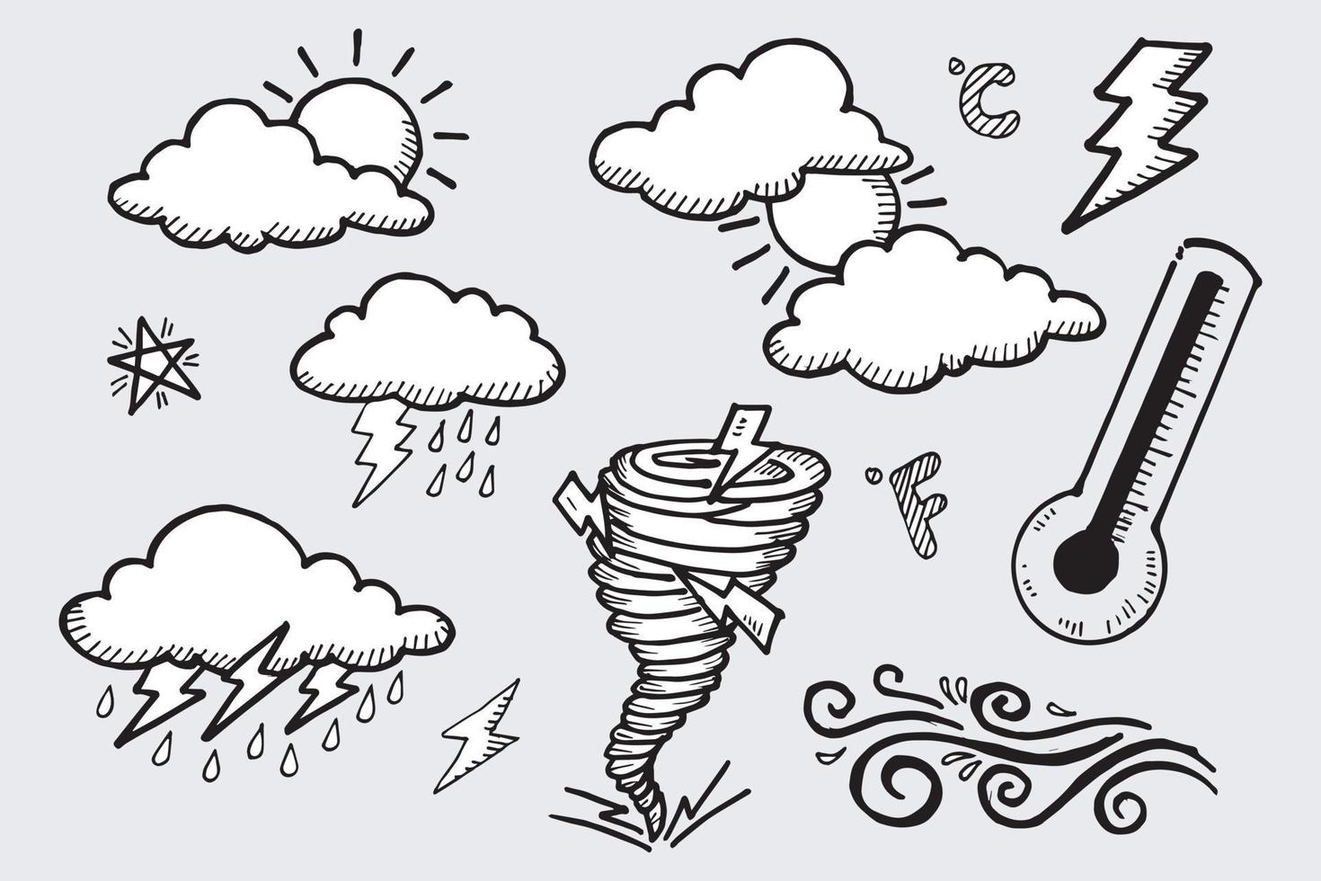 conjunto vectorial de elementos de fideos meteorológicos, con fines de diseño vector