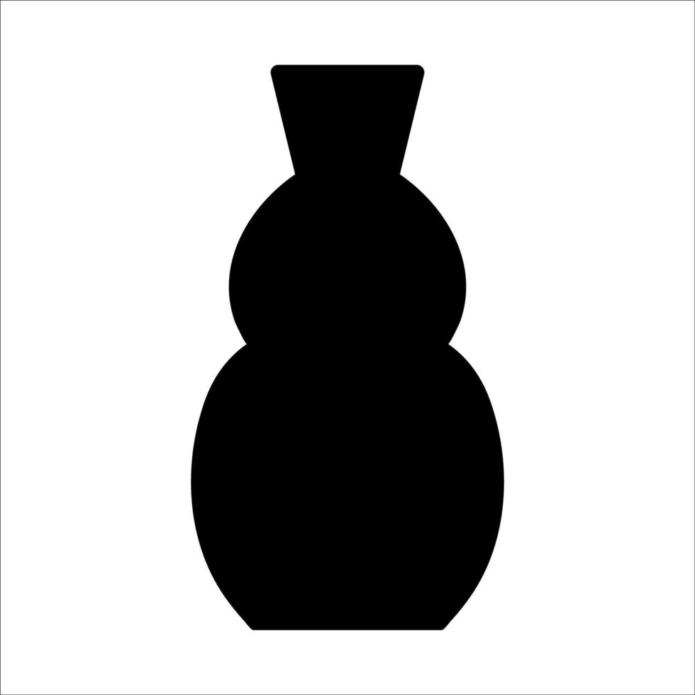 Black vector illustration of modern ceramic vase. Single element in trendy boho style isolated on white background