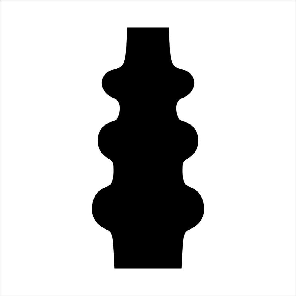 Black vector illustration of modern ceramic vase. Single element in trendy boho style isolated on white background