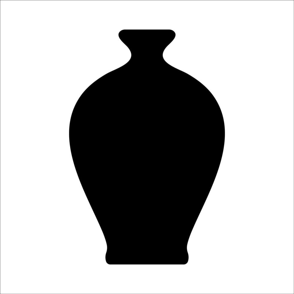 Black vector illustration of modern ceramic vase. Single element in trendy boho style isolated on white background