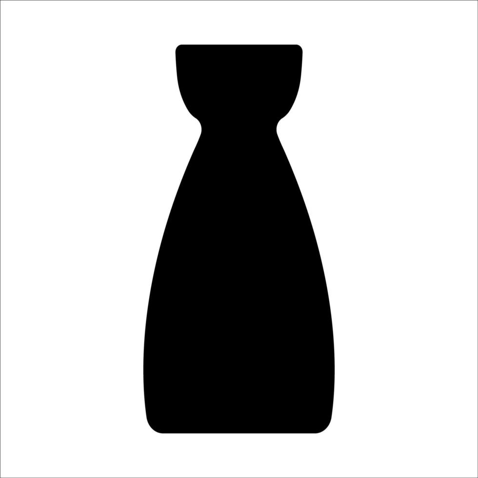 Black vector illustration of modern ceramic vase. Single element in trendy boho style isolated on white background