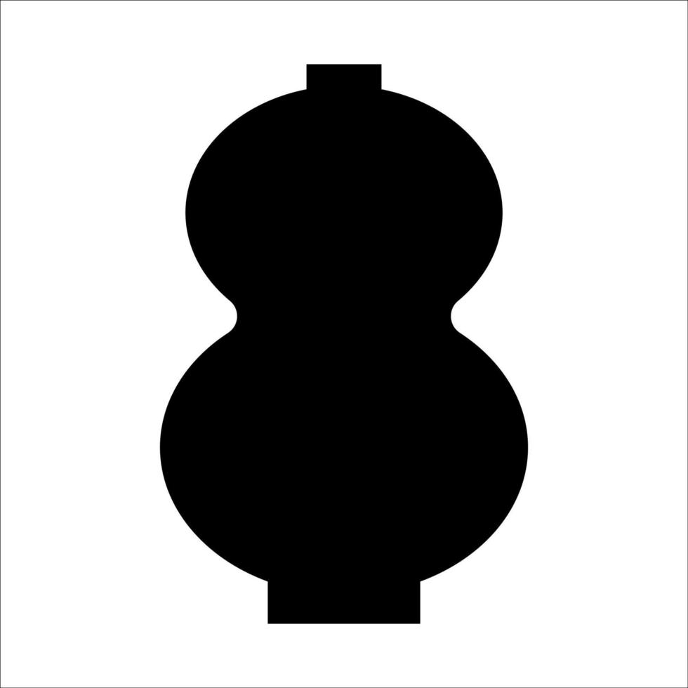 Black vector illustration of modern ceramic vase. Single element in trendy boho style isolated on white background