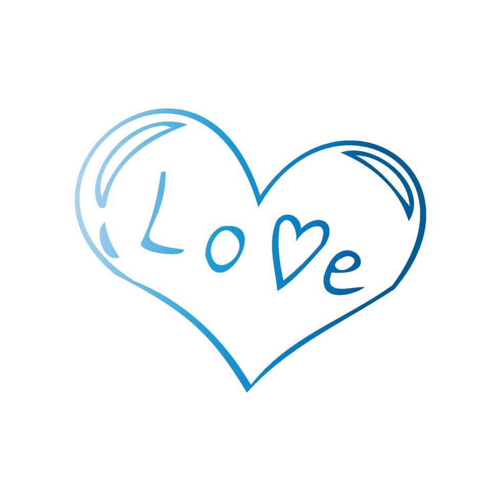 Simple blue doodle heart. Isolated design element for valentine's day, wedding, romance vector