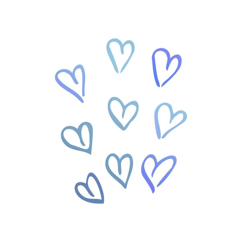 Simple blue doodle heart. Isolated design element for valentine's day, wedding, romance vector