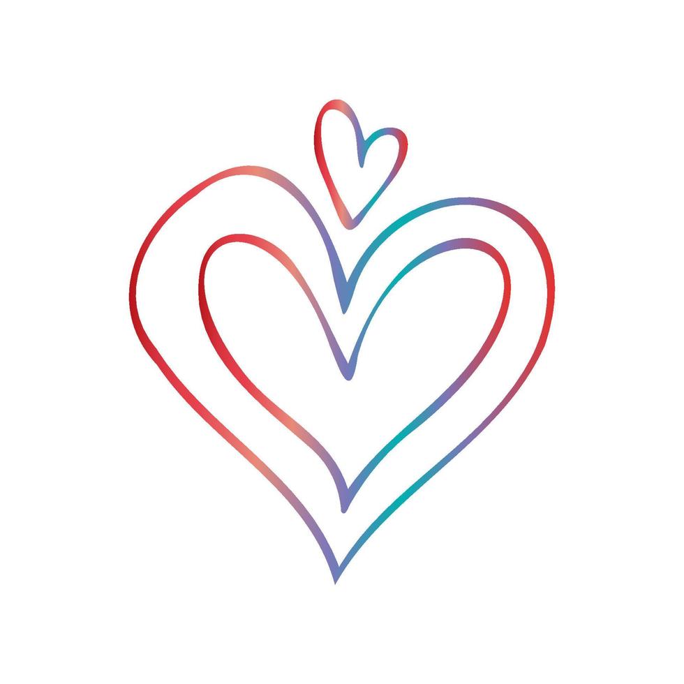 Vector doodle collection of cute rainbow hearts. Hand drawn illustrations for design on theme of Valentine's Day, love, wedding, feelings, relationships
