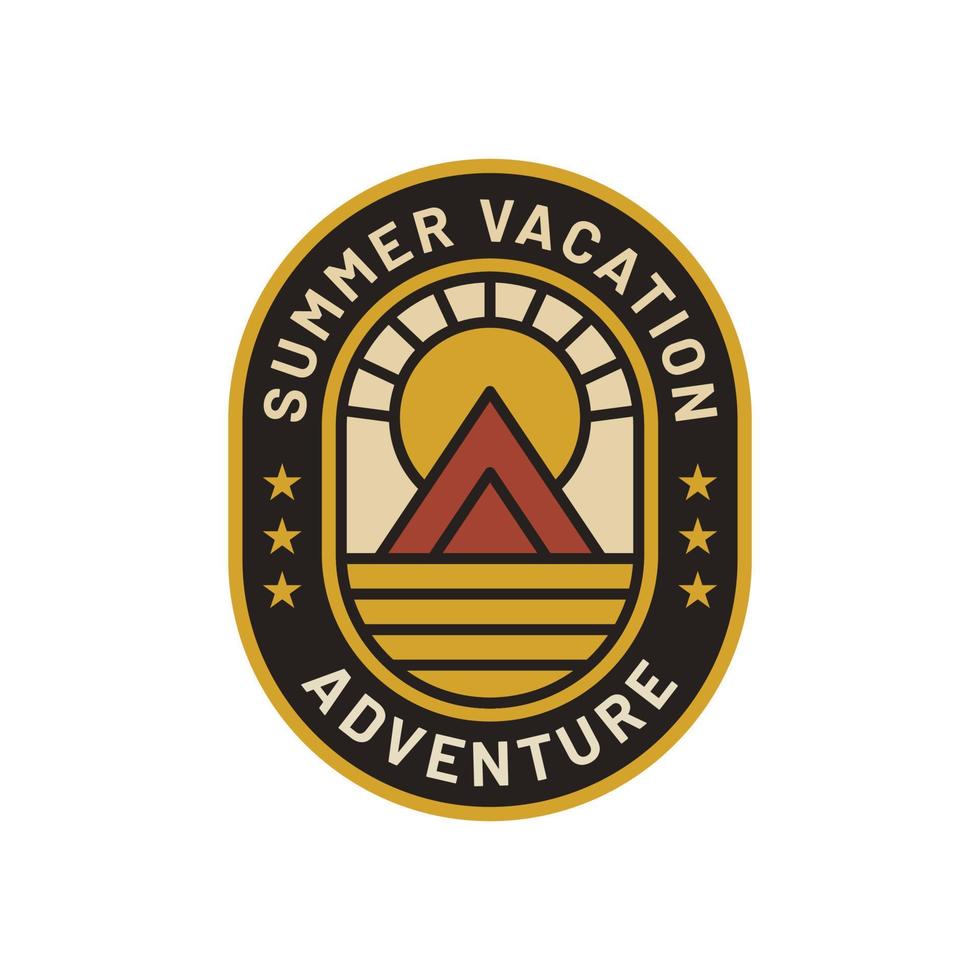 Vintage nature mountain adventure logo badge vector illustration. Good for sticker badge or tshirt design