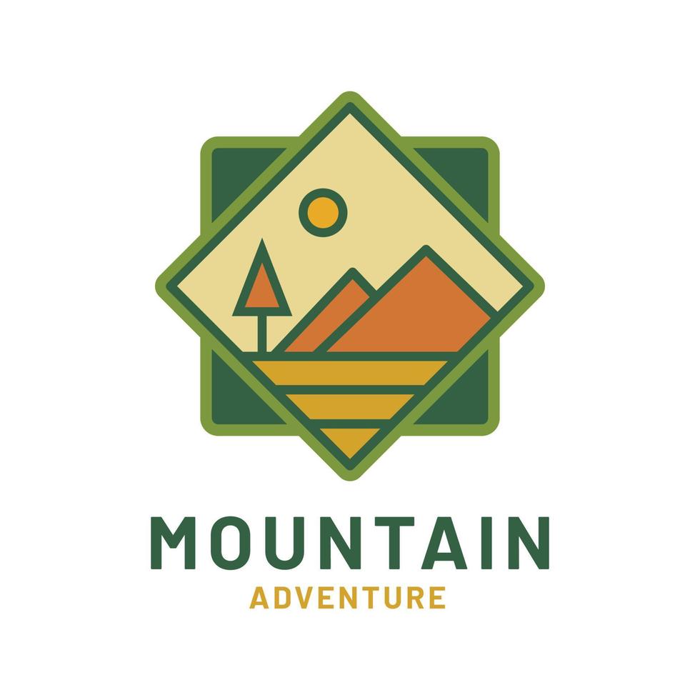 ilustración vectorial de la insignia del logotipo de la naturaleza de la montaña de aventura vintage, excelente para el diseño de etiquetas adhesivas y camisetas vector