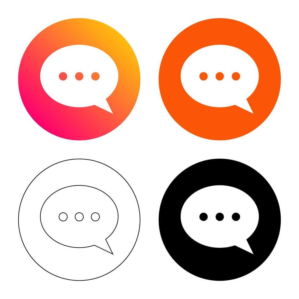 iconos de mensaje o chat aislados en fondo blanco. vector