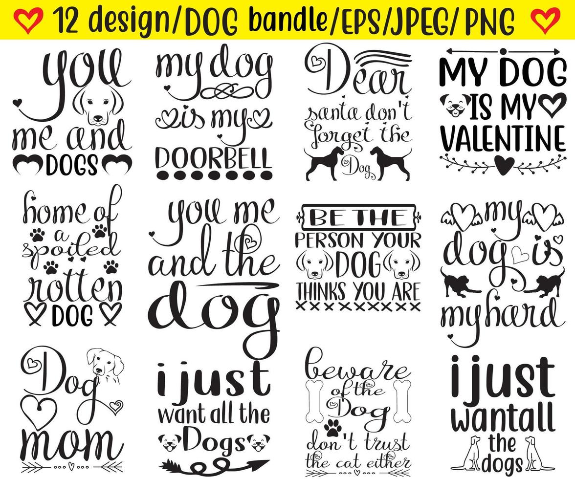 Dog T-Shirt Bundle Script Design vector