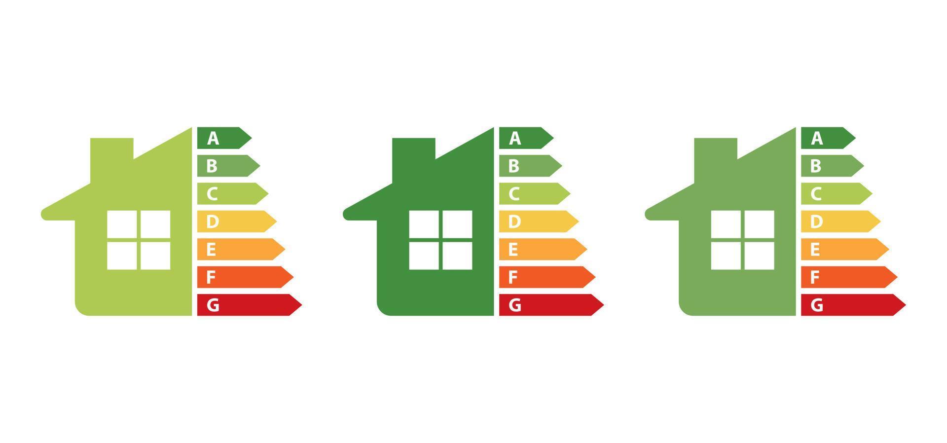 conjunto de gráfico de eficiencia energética y .concepto de casa .establecer iconos de inicio. ilustración vectorial vector