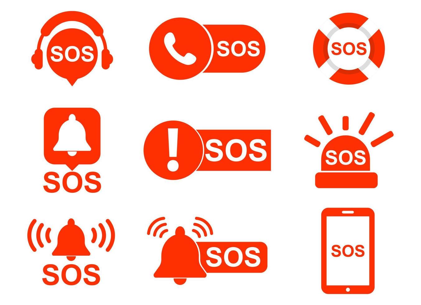 Set of SOS icon. Help sign, Vector Illustration
