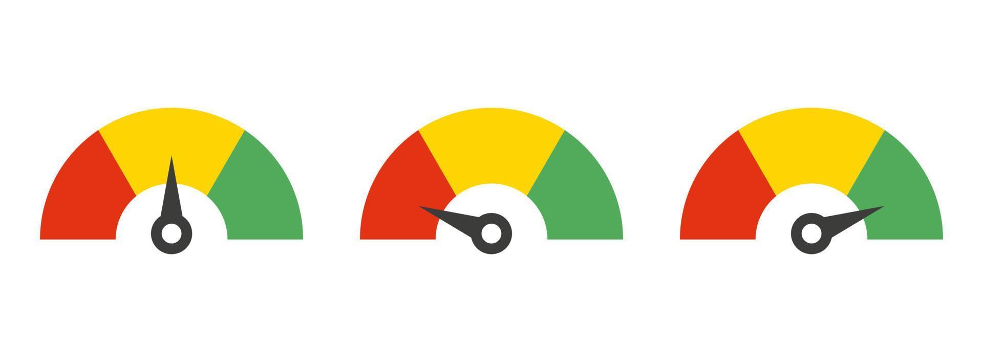 Set Of Speedometer Icons. Vector Illustration