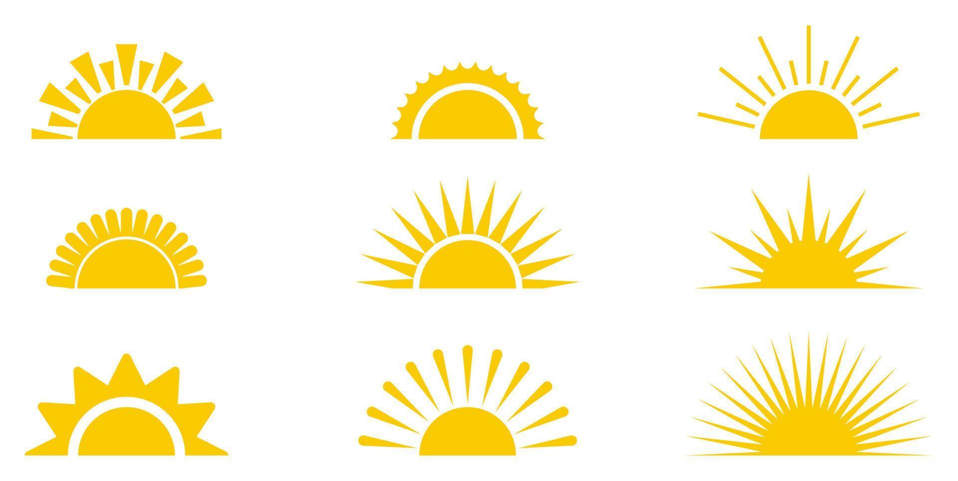 Set of sun icons. Vector Illustration