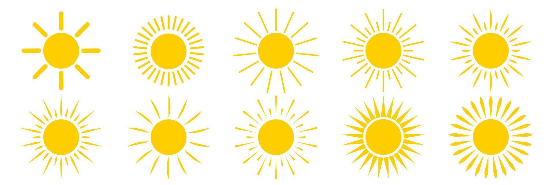 Sun icon set. Vector Illustration