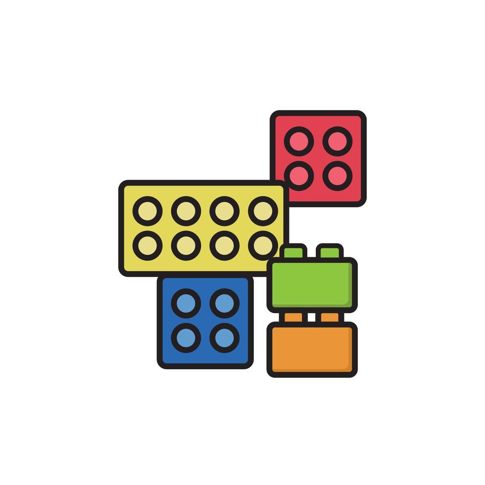 Play Cubes. Colored line icons. Vector