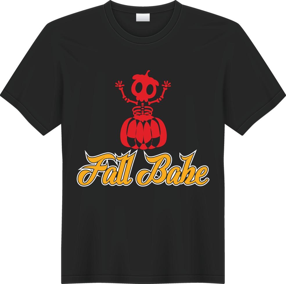 Halloween Fall Babe T-Shirt Design vector