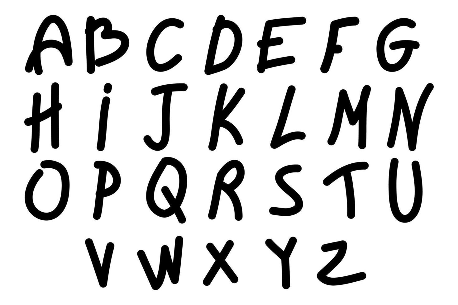 Hand drawn colorful alphabet. Vector illustration