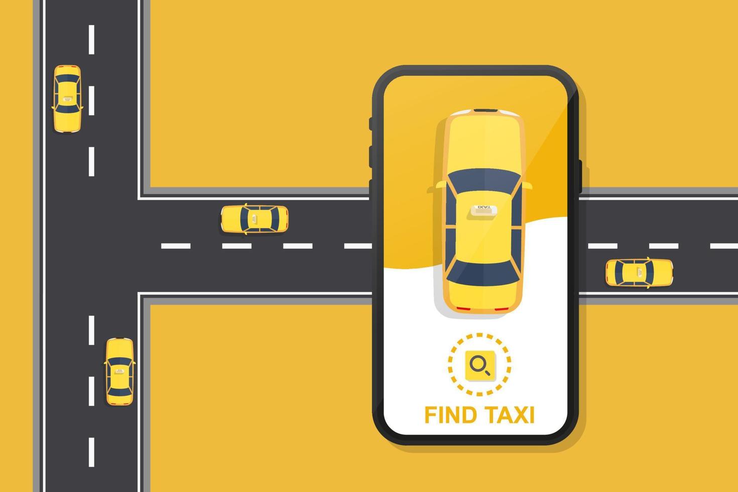 Online mobile application taxi service vector banner