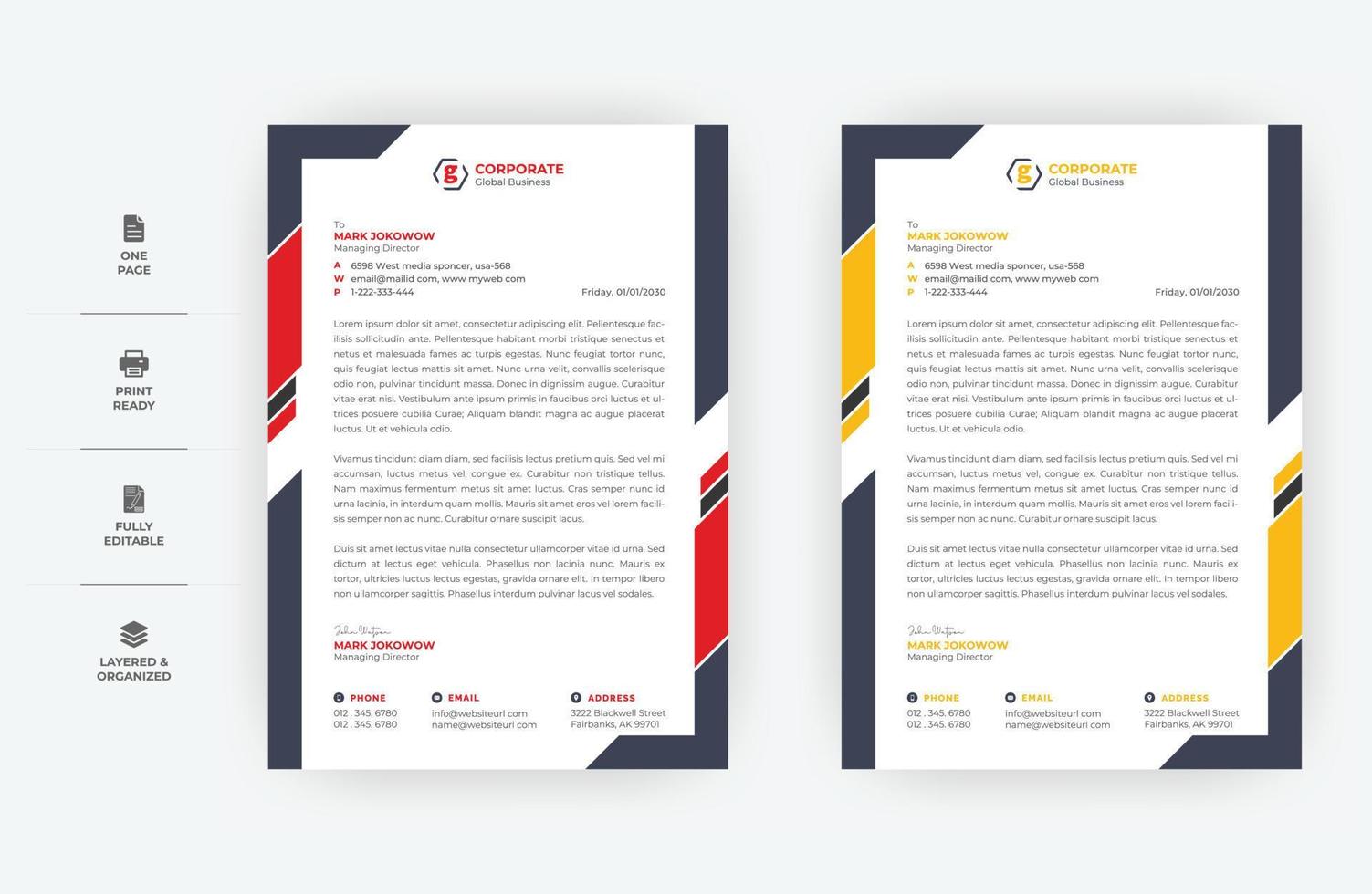 minimal business letterhead design, a4 size modern vector design,