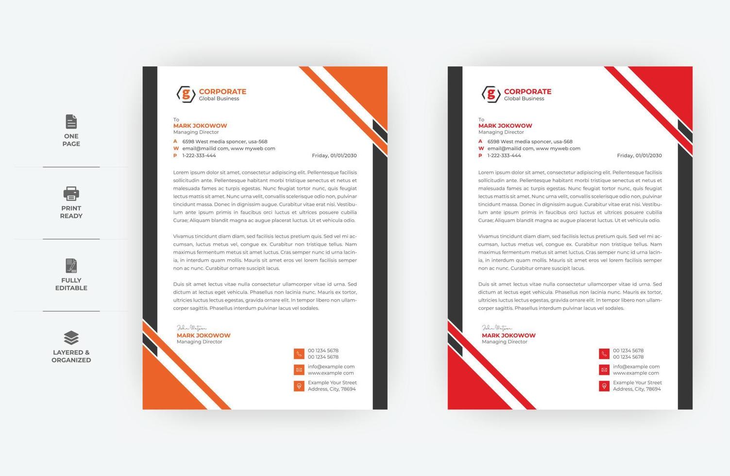 minimal business letterhead design, a4 size modern vector design,