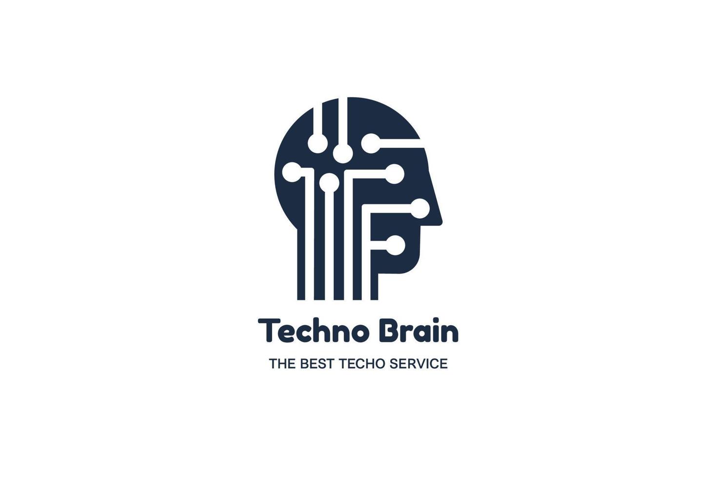 Man Head and Chip Techno Brain Multimedia Logo vector