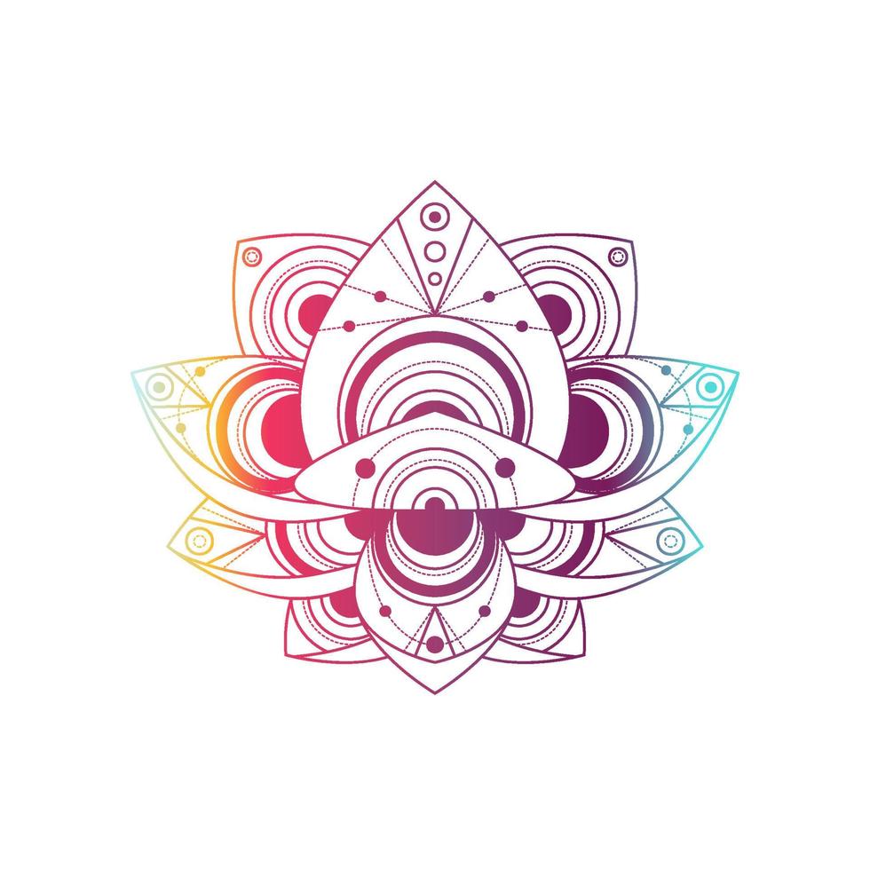 Lotus flower with geometric pattern vector linear illustration
