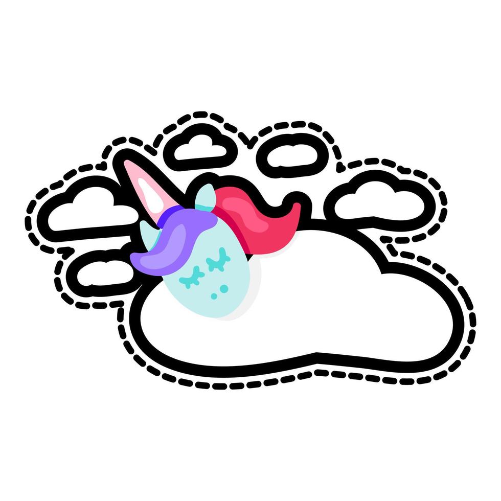 Sleeping unicorn with sleep lettering patch vector