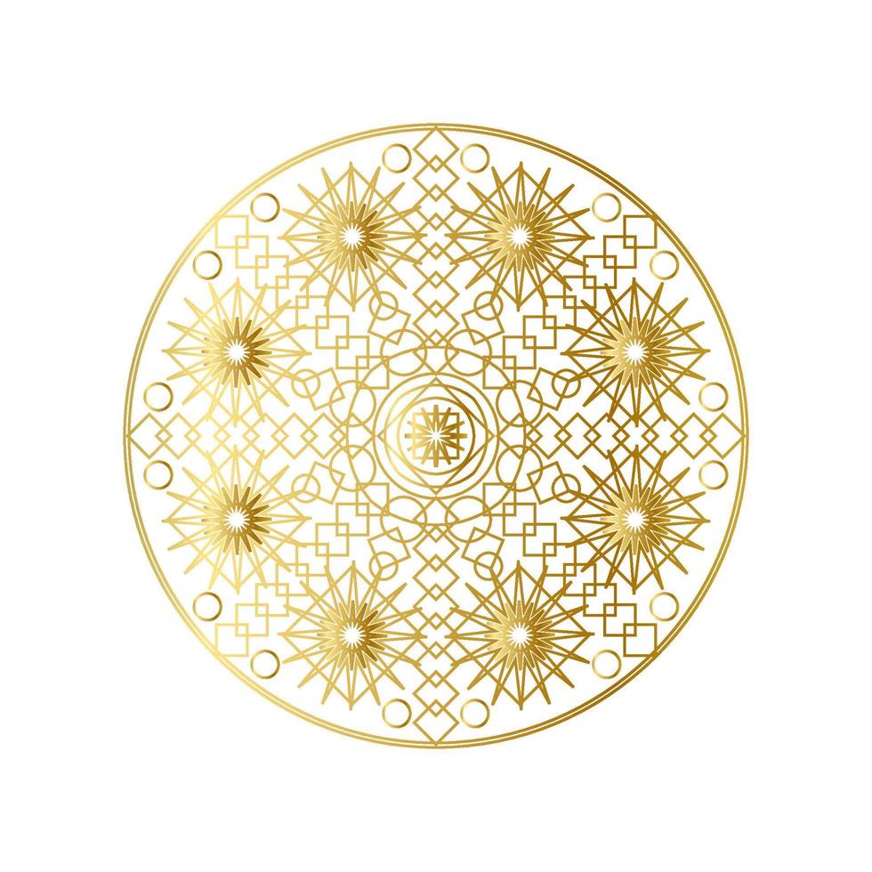 Golden abstract geometric mandala outline vector illustration