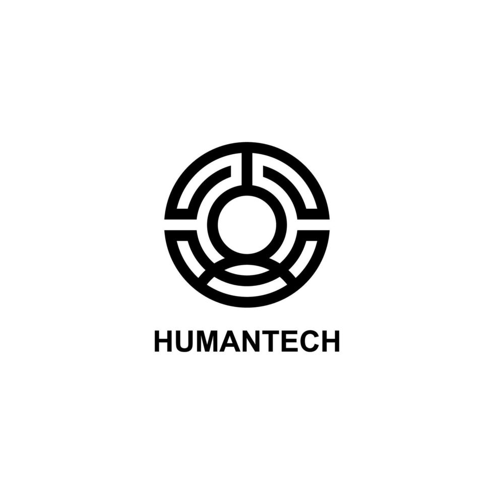 Man with circle labyrinth, People with Digital Signal Target for People Database Target logo vector
