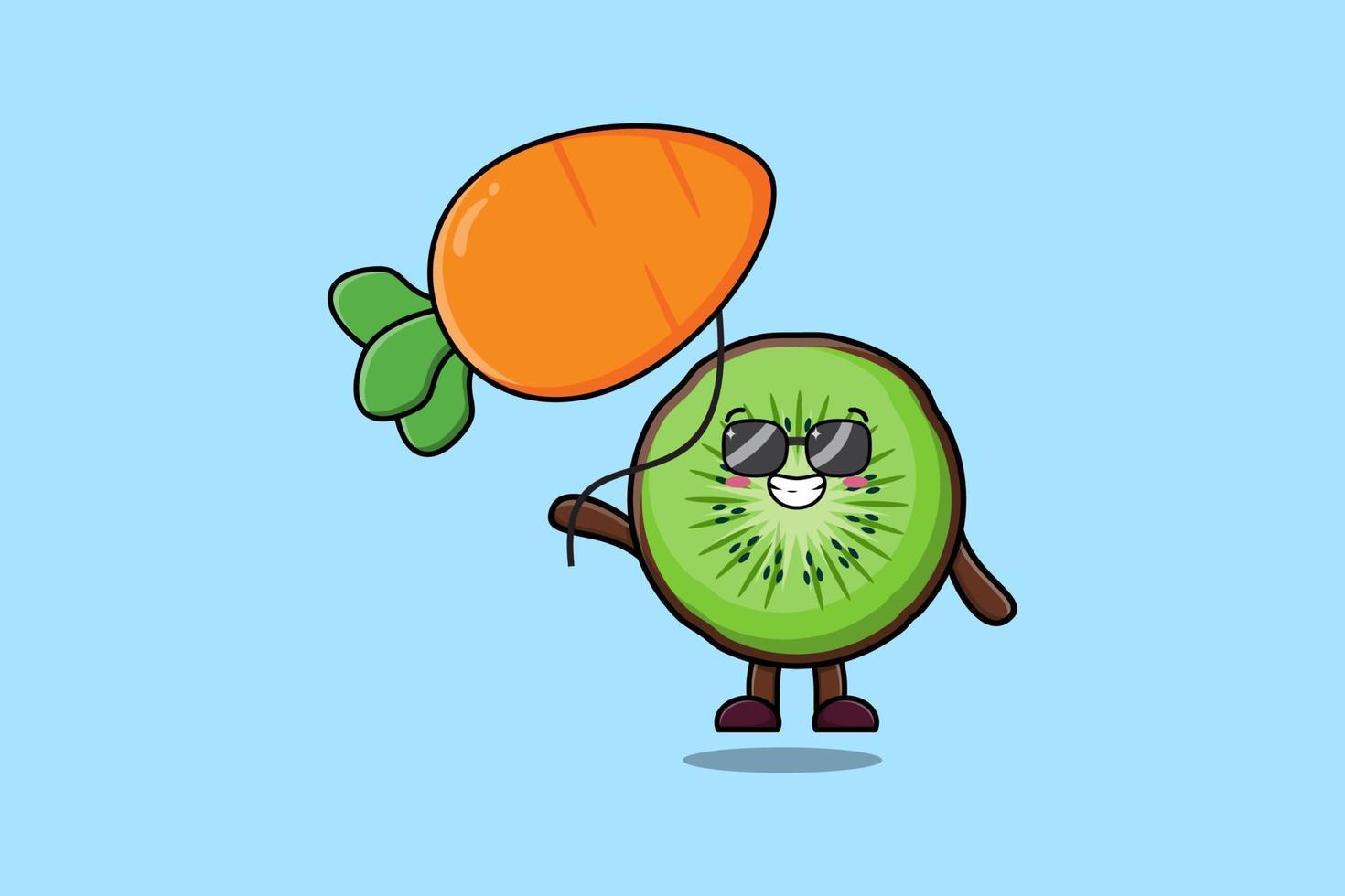 flotador de fruta de kiwi de dibujos animados lindo con globo de zanahoria  13975033 Vector en Vecteezy