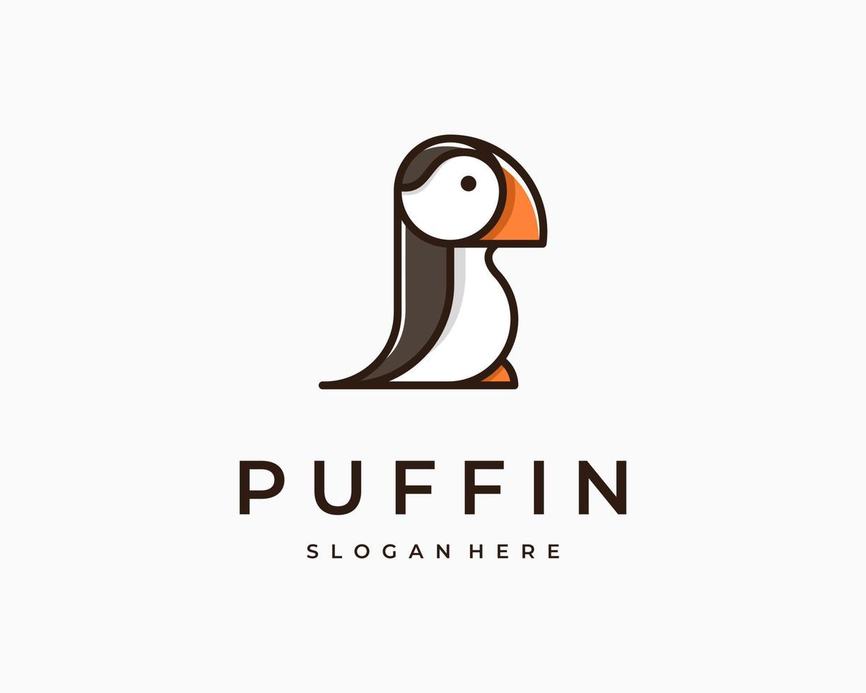 Puffin Bird Seabird Cute Mascot Cartoon Illustration Vector Logo Design