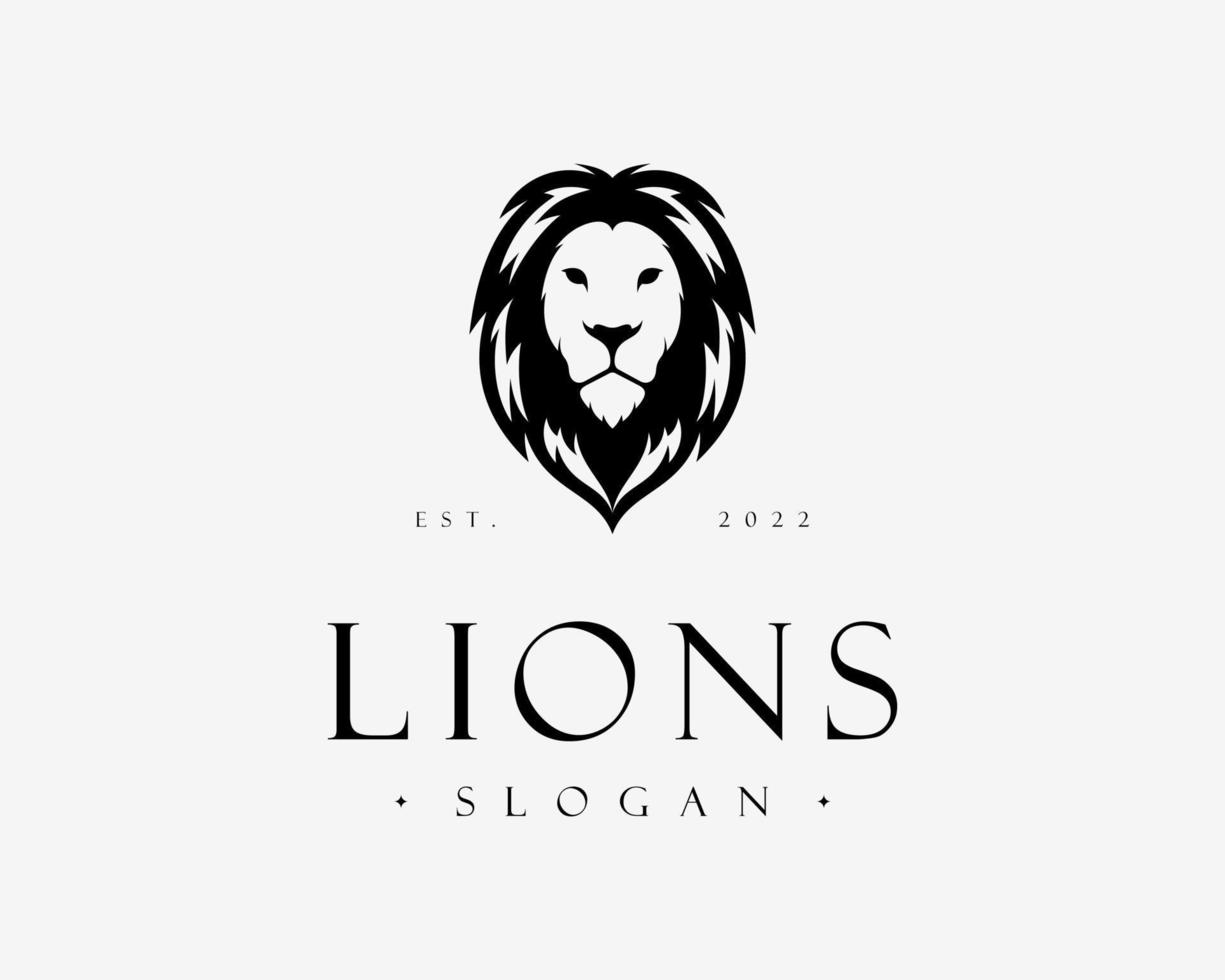 león cabeza leo mane hipster silueta depredador majestuoso mascota victoriana vector logo diseño