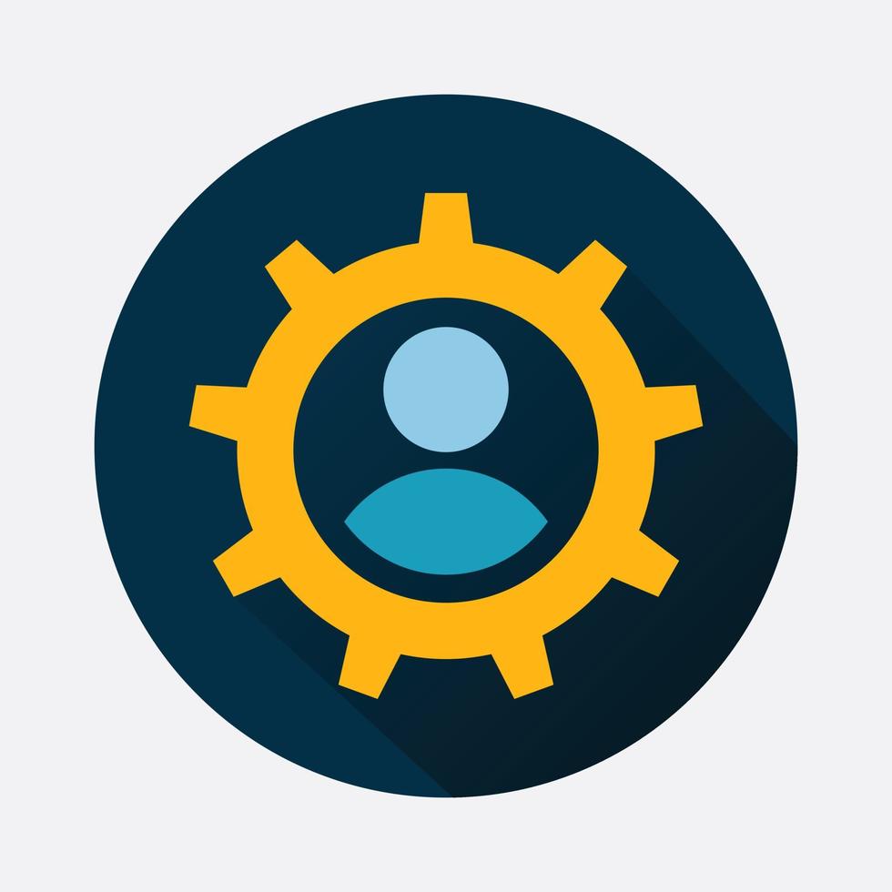 Service Icon Vector gear and user sign with isolated background