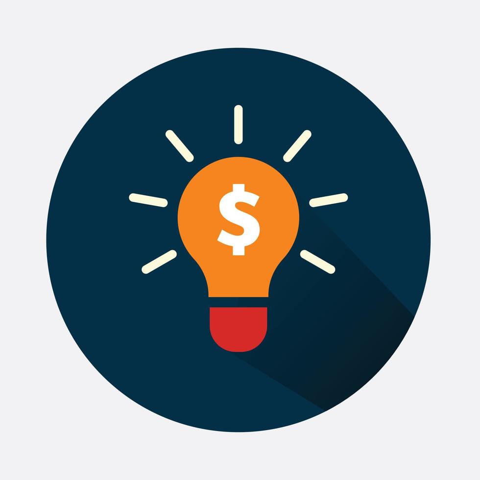 bombilla de idea con icono de vector de signo de dólar, símbolo creativo de dinero. ilustración de vector plano simple y moderna para sitio web o aplicación móvil