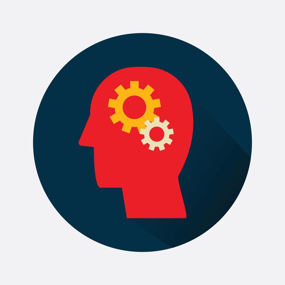 Head with gear icon. Idea logos. Thinking symbol. Smart Intelligence illustration and brainstorming. vector