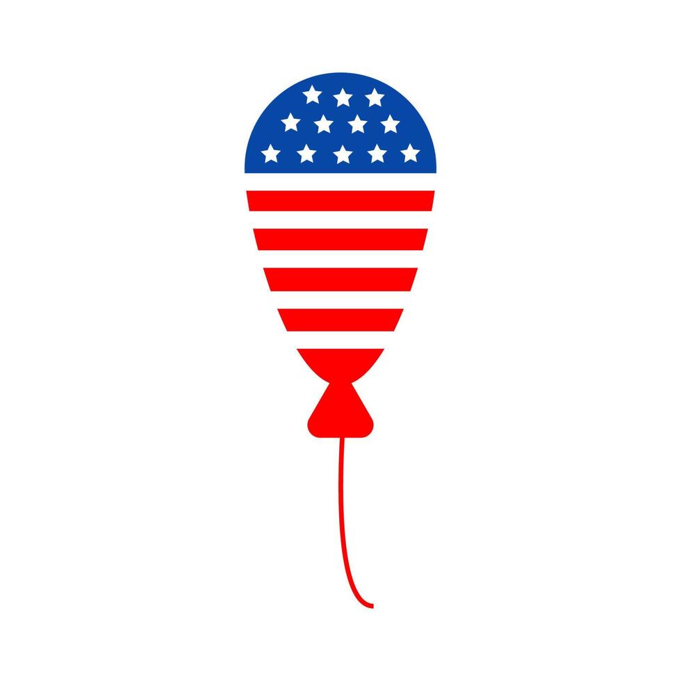 Independence day balloon with american flag patriotic illustrations. Cute vector prints for 4th of July. Independence day design elements in the colors of the US national flag.