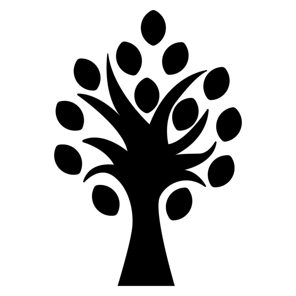 Ilustración de vector de silueta de árbol genealógico. árbol de color negro. concepto de familia