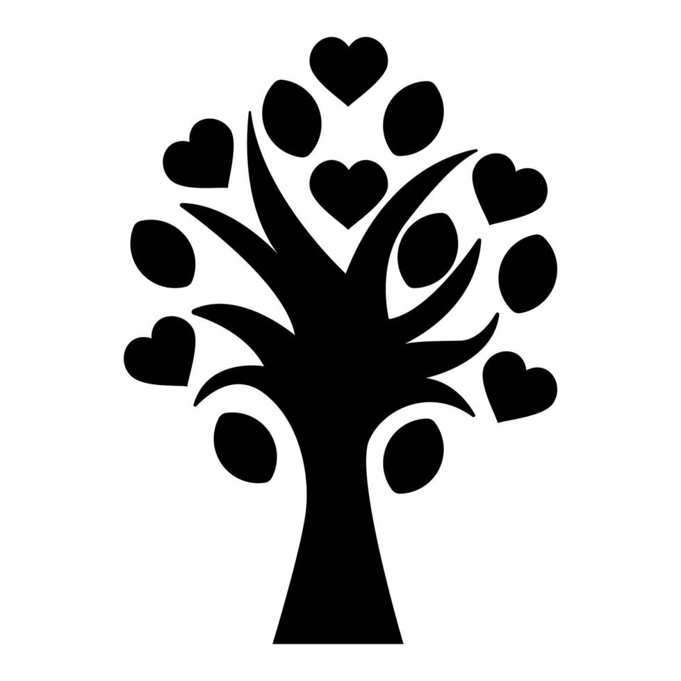 Family tree silhouette vector illustration. Black color tree. Family concept