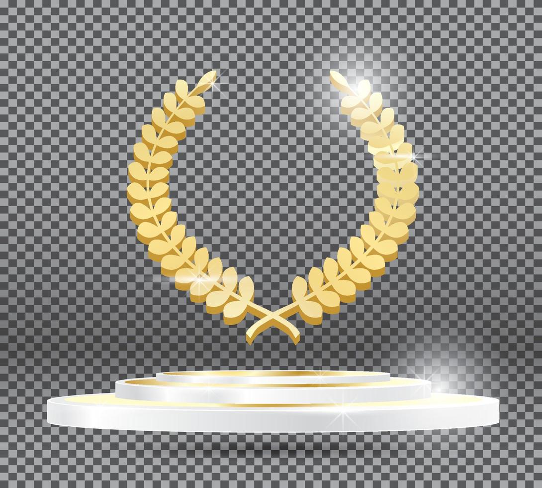 Gold Laurel Wreath on Podium. vector