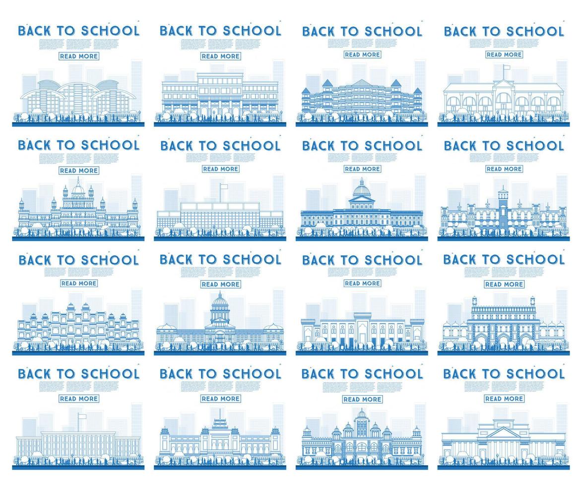 Outline Set of University, High School and College Study Banners. vector